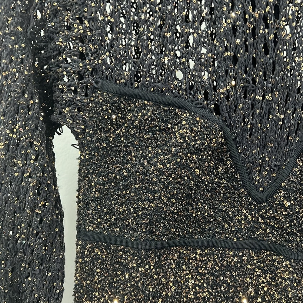 Dodiee GAIA crochet sequin maxi dress in black gold long sleeve - Picture 7 of 15